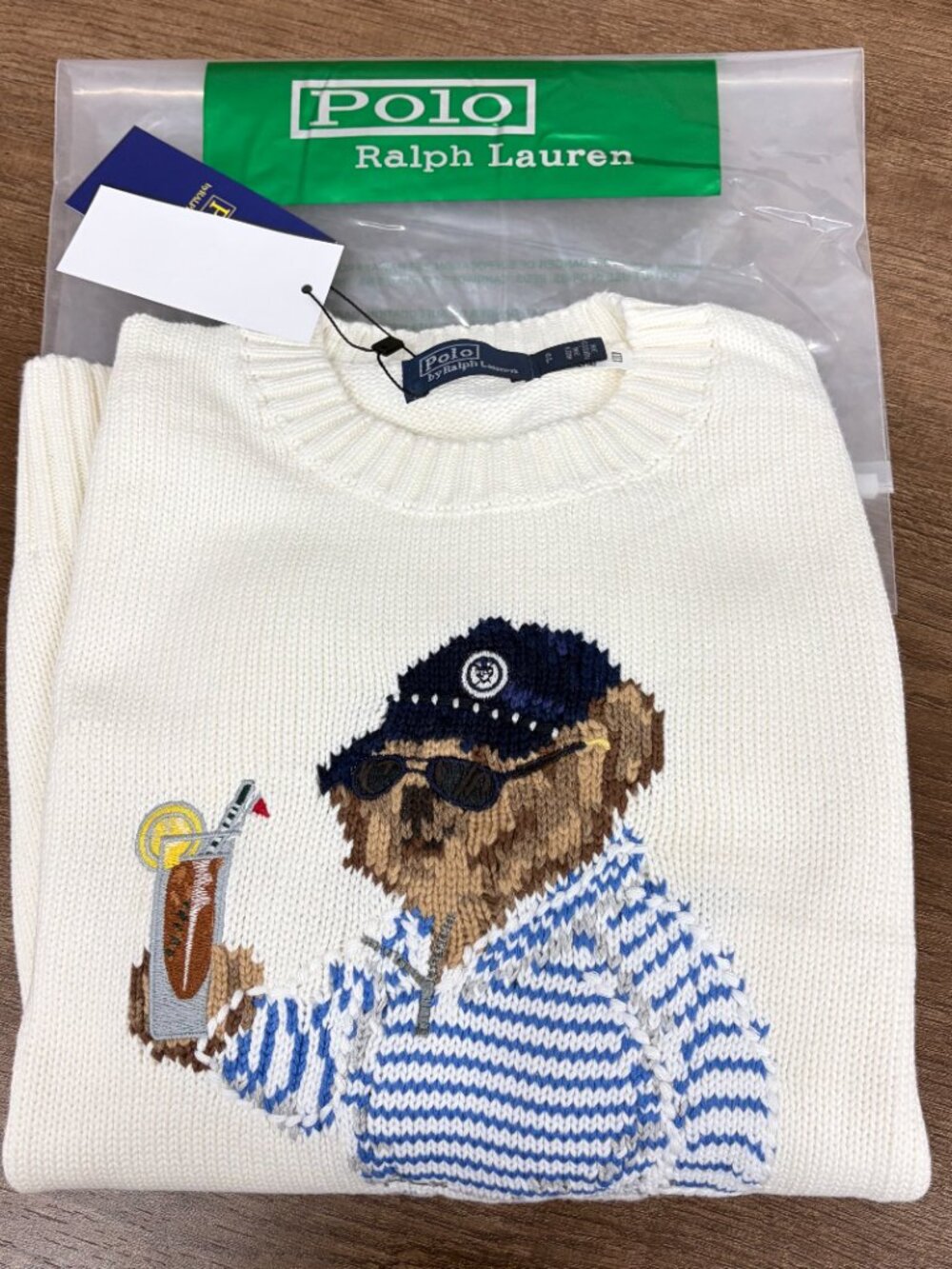 Polo Ralph Lauren Golf Bear Cream Knit Sweater - Picture 2 of 7